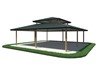 Square Hip End Metal Top Park Shelter Structure - with Duo Top Render Top