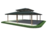 Square Hip End Metal Top Park Shelter Structure - with Duo Top Render Top