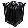 36 Gallon Square Steel Powder Coated Trash Receptacle with Flat Top and Liner