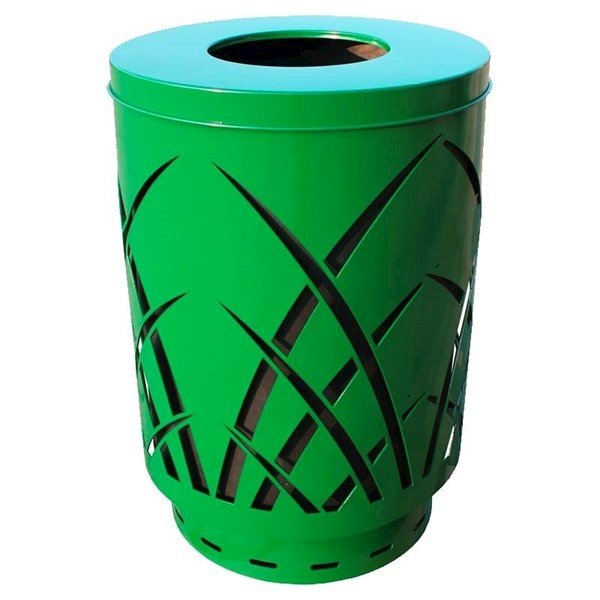 40 Gallon Sawgrass Series Round Steel Portable Trash Receptacle W/ Liner & Lid - 80 Lbs