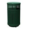 32-Gallon Vertical Strap Trash Receptacle with Steel Slats