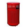 32-Gallon Vertical Strap Trash Receptacle with Steel Slats