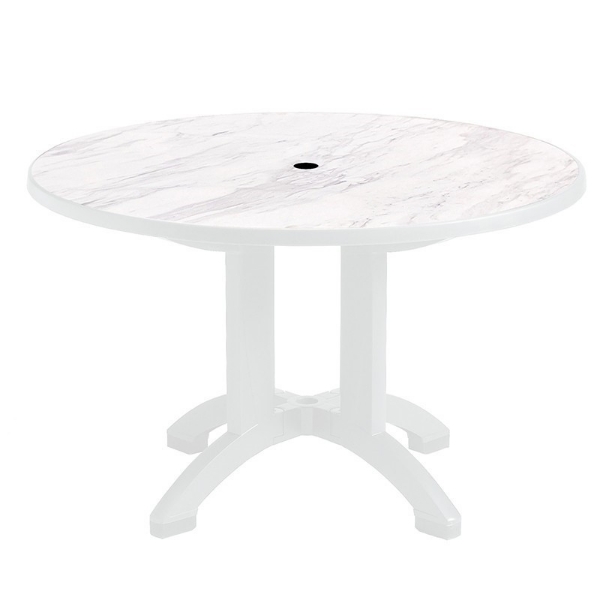 Aquaba 48" Round Plastic Resin - Marble	