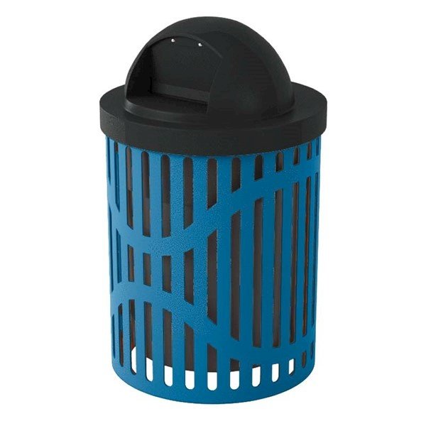 Classic 32 Gallon Steel Trash Receptacle & Liner W/ Dome Top