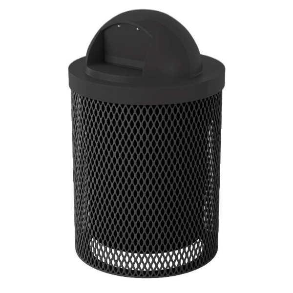 Standard 32 Gallon Metal Waste Receptacle & Liner W/ Dome Lid