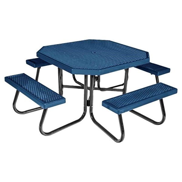 6" Octagonal Vinyl Plastisol Expanded Metal Picnic Table with J Style Steel Frame