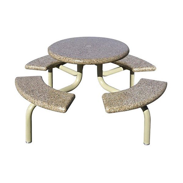 Round Concrete Picnic Table With Steel Frame