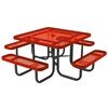 Ultra Leisure Style 46" Square Polyethylene Coated Metal Picnic Table, 4 Attached Seats