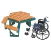Heavy Duty ADA Recycled Plastic Hexagonal Picnic Table With 3 Attached Benches And Umbrella Hole
