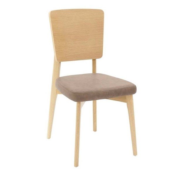 	Designer Interior Wooden Restaurant Chair With Vinyl Upholstered Seat