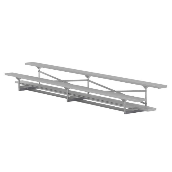 15 ft 2 Row Tip & Roll Aluminum Bleacher without Guardrails and Double Footboards - 185 lbs.