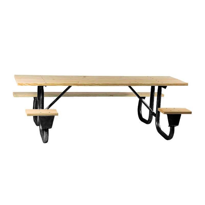 8 Foot ADA Portable Rectangular Wooden Picnic Table with Galvanized or Powdercoated Steel Frame