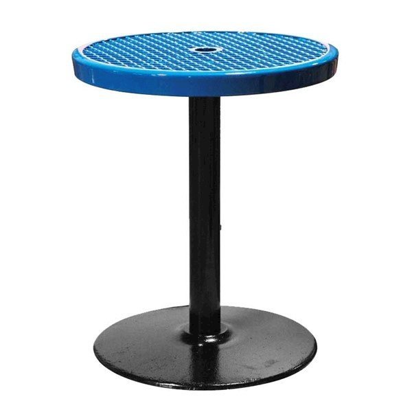 24" Expanded Metal Patio Thermoplastic Coated Bar Height Table - Blue - Portable