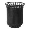 Picture of 45 Gallon Iron Valley Trash Receptacle with Flat Top and Liner - Powder-Coated Strap Steel - 340 lbs