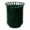 Picture of 45 Gallon Iron Valley Trash Receptacle with Flat Top and Liner - Powder-Coated Strap Steel - 340 lbs