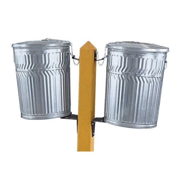 Double Sided Timber Can Post For Trash Cans	