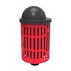 	Elite Series 32 Gallon Thermoplastic Slatted Steel Trash Receptacle With Bonnet Top And Liner - Surface Mount