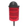 	Elite Series 32 Gallon Thermoplastic Slatted Steel Trash Receptacle With Bonnet Top And Liner -InGround Mount