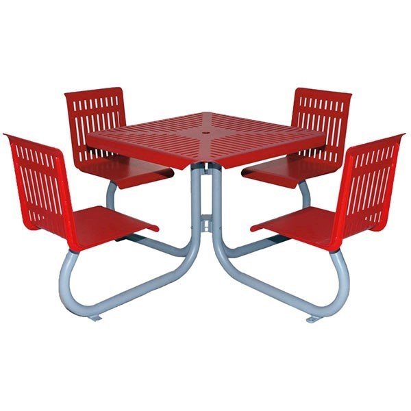 Square Picnic Table With Four Attached Seats