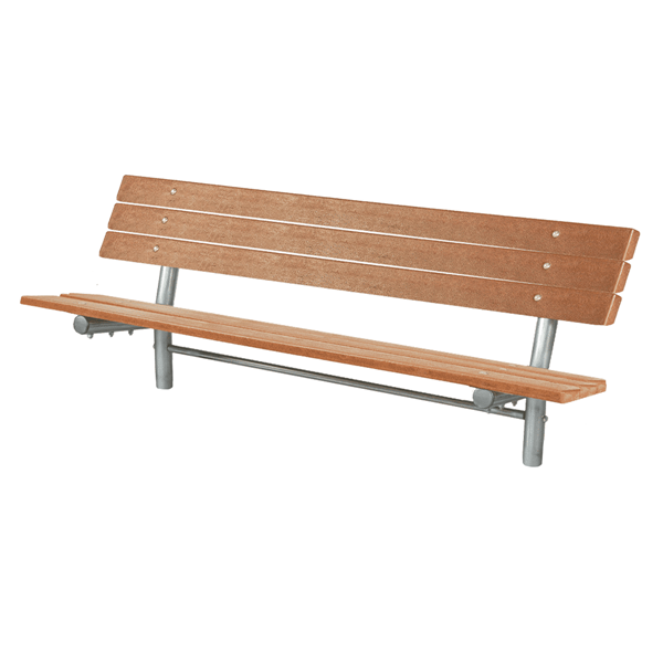 Stationary Recycled Plastic Slatted Commercial Park Bench with Galvanized Steel Frame	