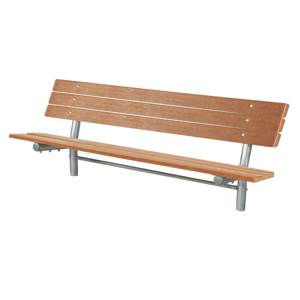 Stationary Recycled Plastic Slatted Commercial Park Bench with Galvanized Steel Frame	