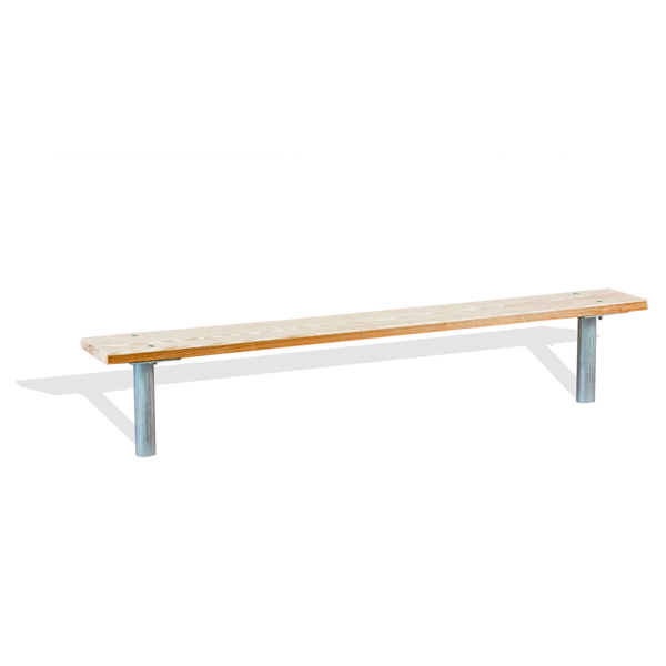Stationary Wooden Backless Sport Bench with Galvanized Steel Frame - 6 or 8 ft.	