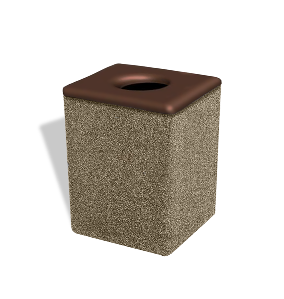 30 Gallon Concrete Square Trash Receptacle with Pitch In Lid	