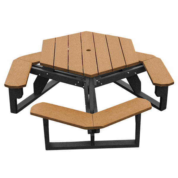Hexagonal Heavy Duty Recycled Plastic Picnic Table - Furniture Leisure