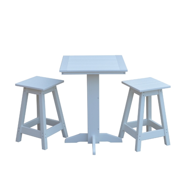 Bistro Table Set With Two Square Barstools