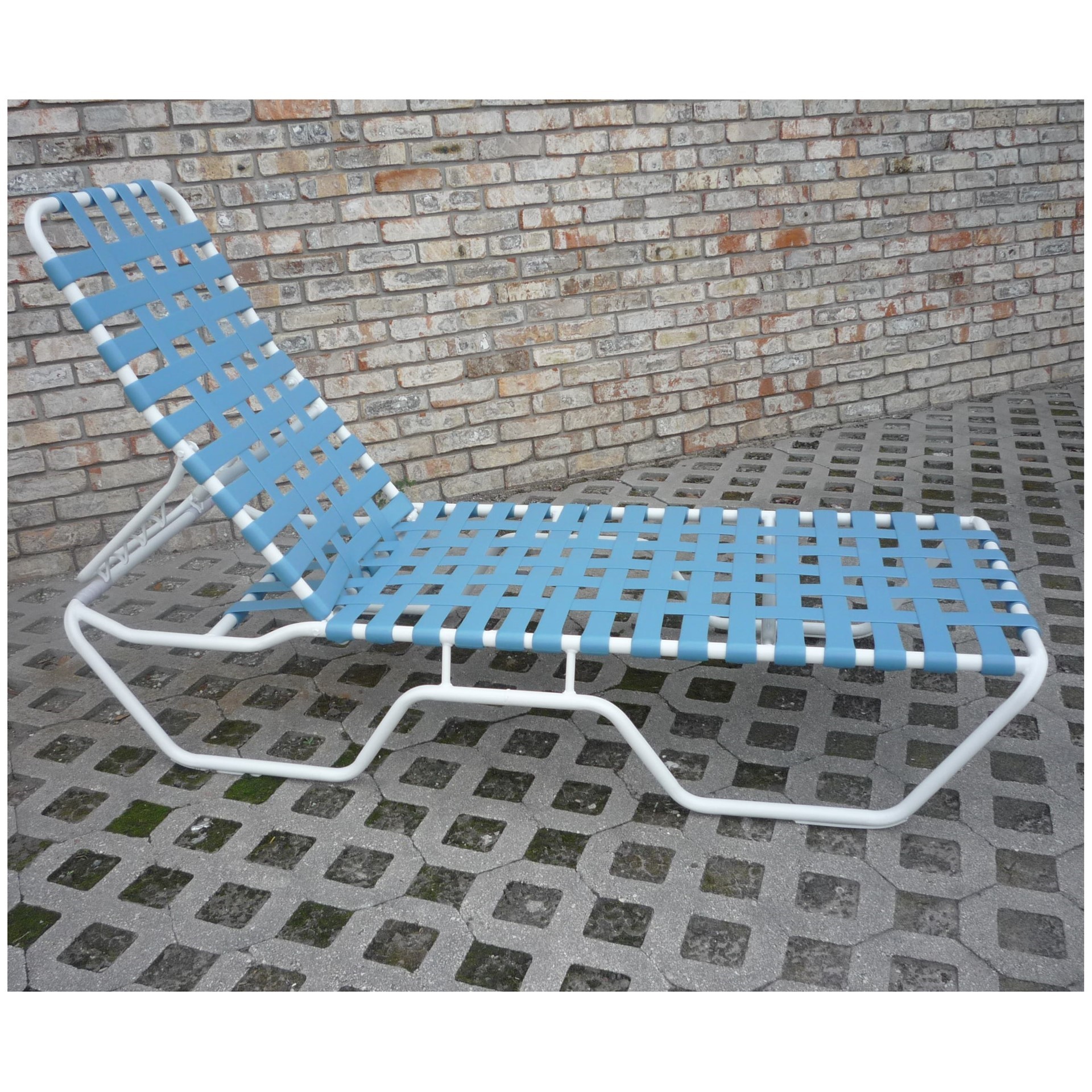 Classic Crossweave Vinyl Strap Chaise Lounge Furniture Leisure
