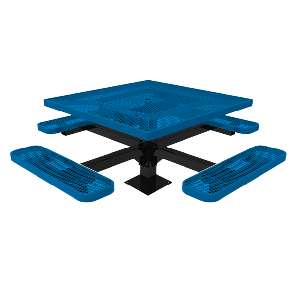 Elite Series 46" Square Thermoplastic Polyethylene Coated Pedestal Picnic Table - 318 lbs. - Quick Ship	