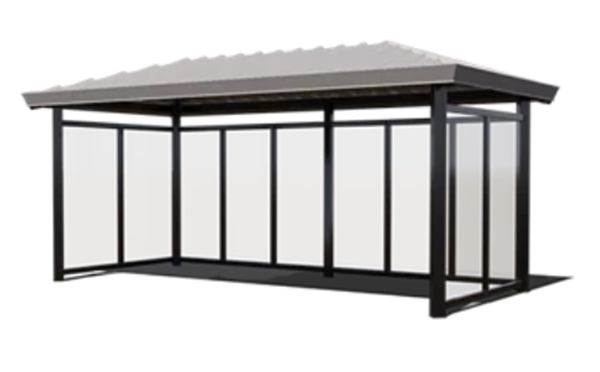  All-Steel Privacy Shelter For Bus Stops With Perforated Aluminum Sides