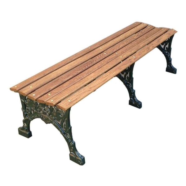 Renaissance Park Bench Without Back, White Oak Slats And Cast Aluminum Frame	