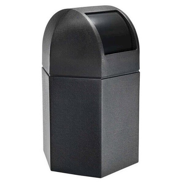 45 Gallon Poly Tec Commercial Plastic Hexagonal Trash Receptacle With Dome Lid	