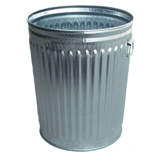 Steel Trash Can W/ Flat Top Lid