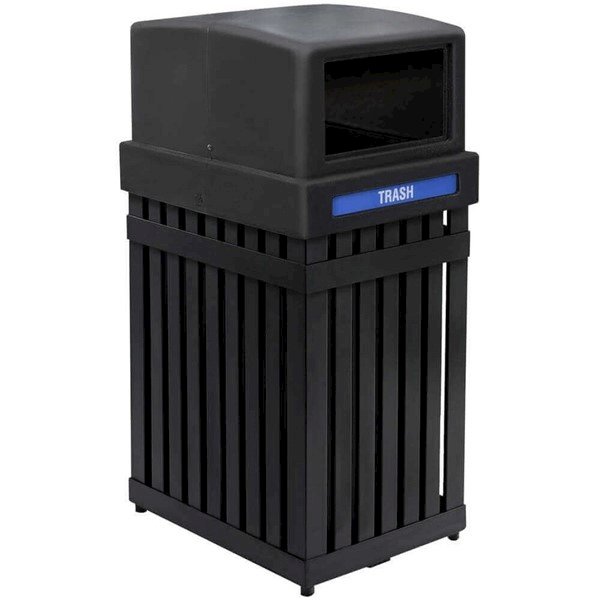 Plastic Trash Receptacle With Dome Lid