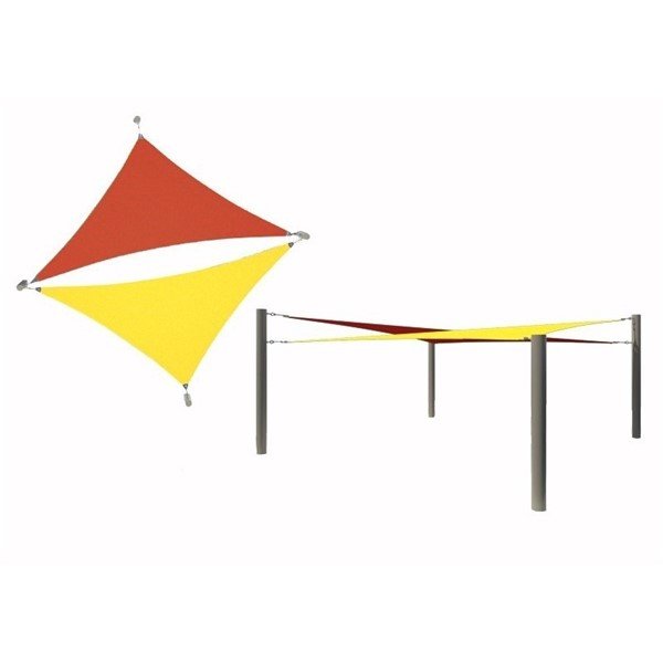 Multi-Sail Square Fabric Shade Structure With 8 Ft. Entry Height