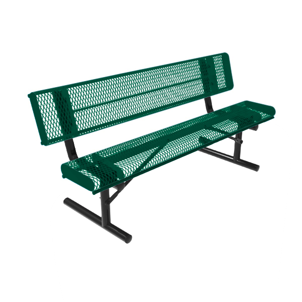 Elite Series 6 Ft. Thermoplastic Polyethylene Coated Rolled Bench with Back - 119 lbs
