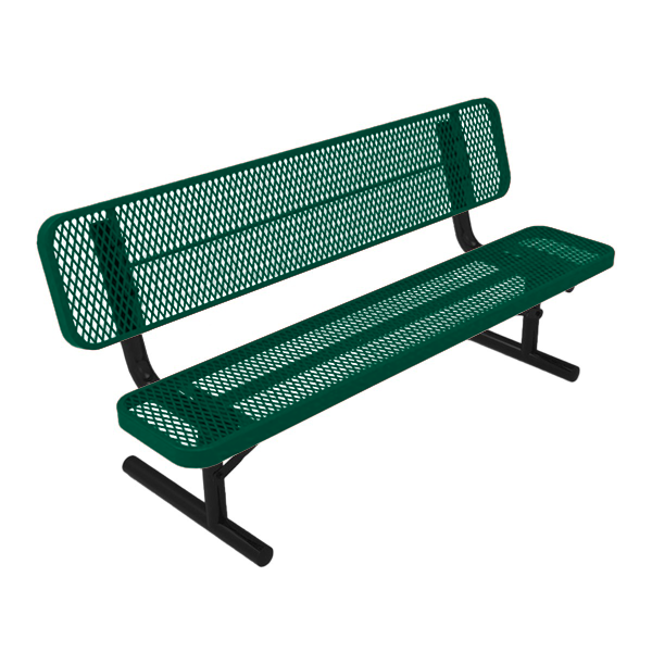 Elite Series 4 Ft. Thermoplastic Polyethylene Coated Players Bench with Back - 96 lbs. - Quick Ship