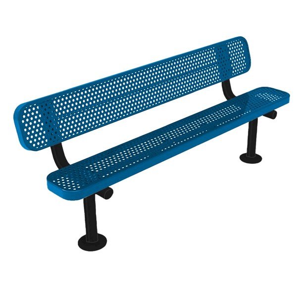 RHINO 8 ft. Thermoplastic Polyolefin Coated Pedestal Bench with Back	