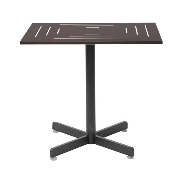Outdoor Square Restaurant Dining Table With Powder Coated Aluminum Top And X Base	