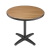 Outdoor Square Restaurant Dining Table With Aluminum Edge Faux Teak Top And X Aluminum Base	