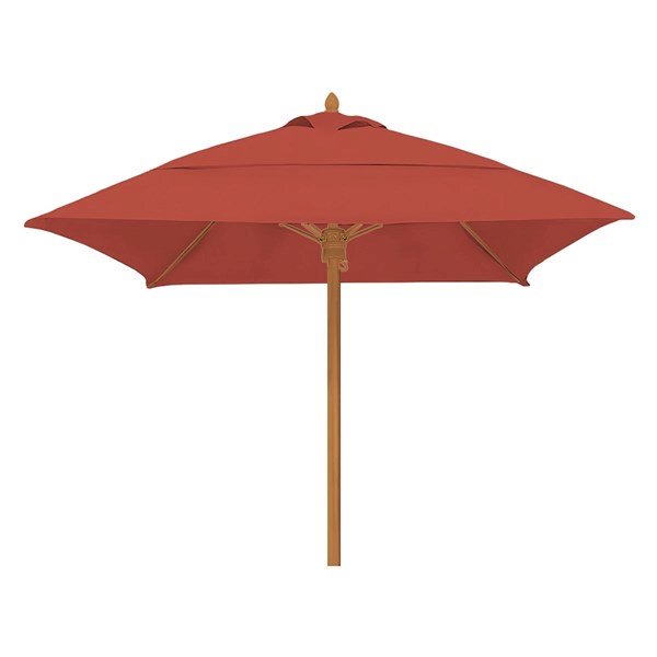 Commercial Market Style Umbrella 7.5 Foot Square Diameter Bridgewater Style Market Umbrella. One Piece Simulated Wood Pole. Marine Grade Fabric.	