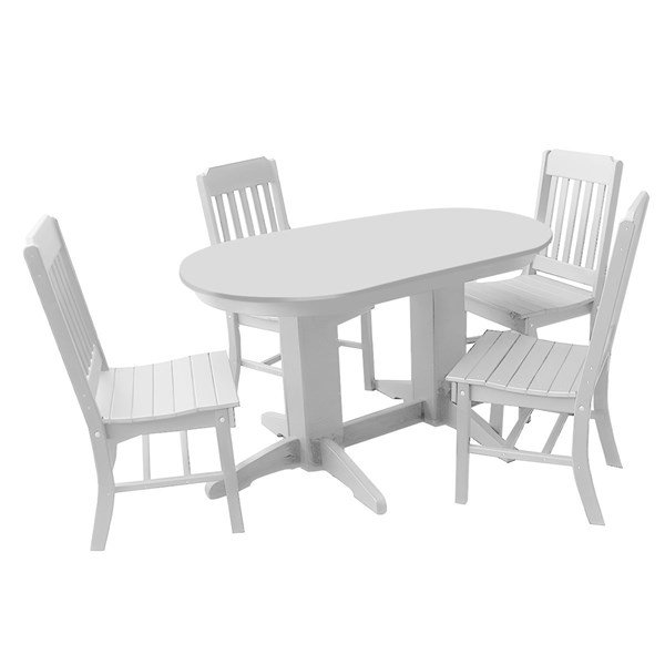 5 Ft. Oval Recycled Plastic Dining Table With 4 Traditional Chairs	