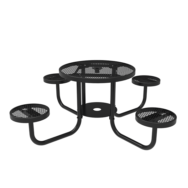 Expanded - ELITE 36” Round Thermoplastic Polyethylene Coated Portable Picnic Table with 16” Individual Round Seats