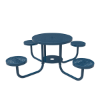 Perforated - ELITE 36” Round Thermoplastic Polyethylene Coated Portable Picnic Table with 16” Individual Round Seats