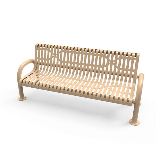 Surface Mount - ELITE 4 Ft. MOD Thermoplastic Polyethylene Coated Slatted Metal Bench With Back