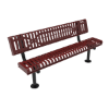 Surface Mount - ELITE 4 Ft. Thermoplastic Polyethylene Coated Strapped Steel Bench with Back and Rolled Edges