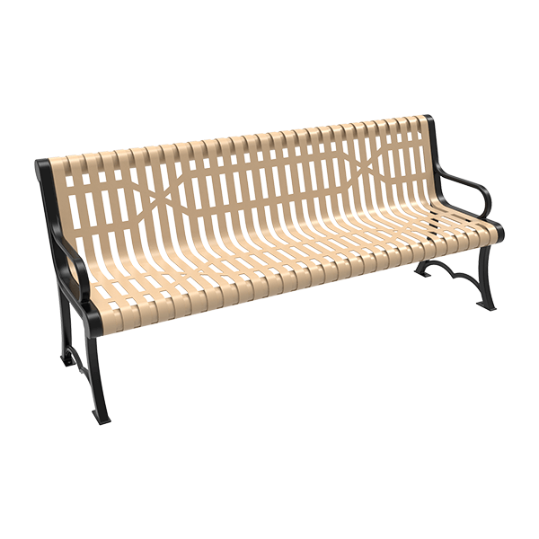 ELITE 4 Ft. Thermoplastic Polyolefin Coated Slatted Steel Austin Bench with Cast Iron Frame