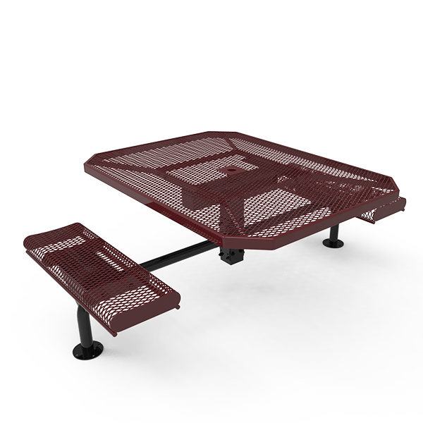 Surface Mount - Expanded - ELITE 46” Nexus Octagon Thermoplastic Polyethylene Coated ADA Picnic Table With 2 Rolled Seats